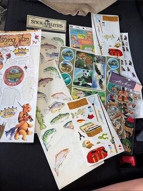 Vintage Sticker Lot- Fish/Fishing/Sports/Animals